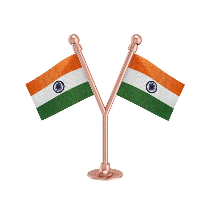 Picture of  Dual Indian Car Dashboard Flags 2 Inch x 3 Inch with A Plastic Liquid Chrome Base